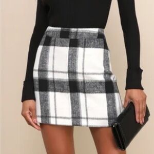Lulu's Black and White Plaid Mini Skirt